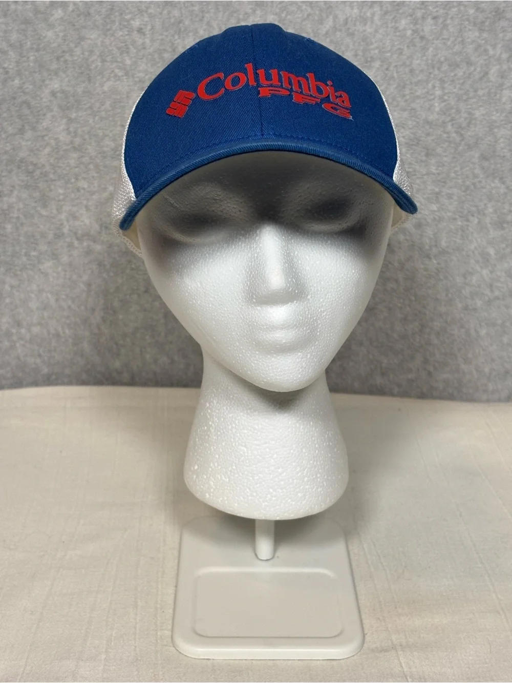 Columbia PFG (Performance Fishing Gear) Mesh Trucker Cap-Blue/White/Red-Large/XL